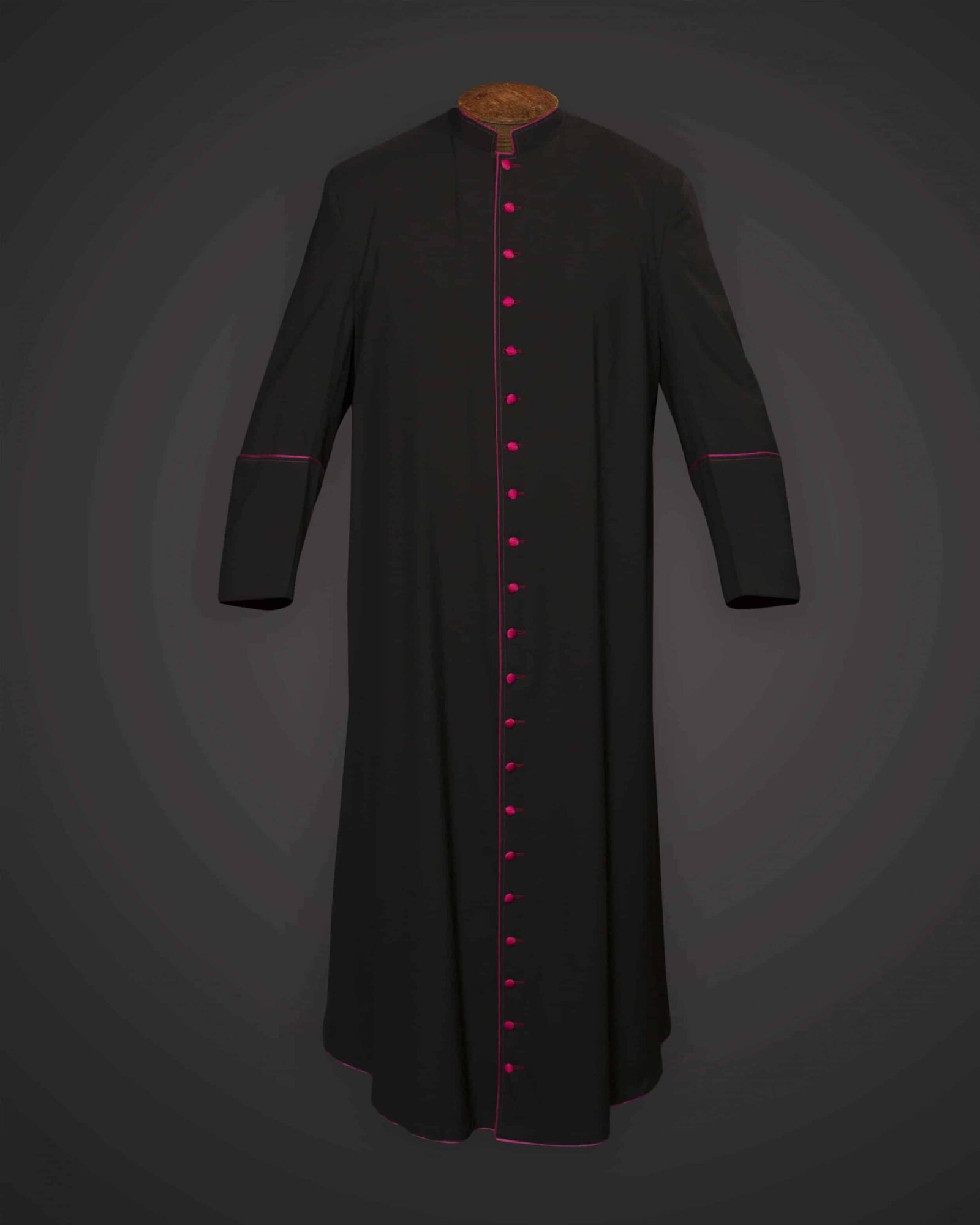 Black Cassock Purple Trim (Msgr Chaplain) - Satin Wool