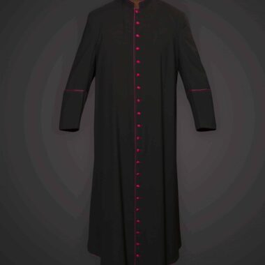 Black Cassock Purple Trim (Msgr Chaplain) - Satin Wool